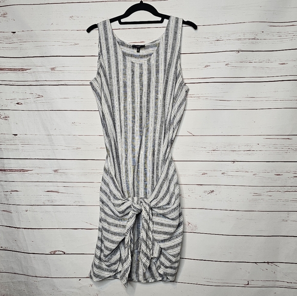 DREW Dresses & Skirts - DREW Striped Morgan Tie Wrap Linen Blend Dress